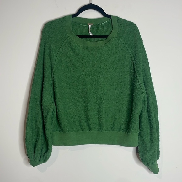 Free People | Women’s Green Textured Pullover Sweatsh Size XS - Picture 1 of 6